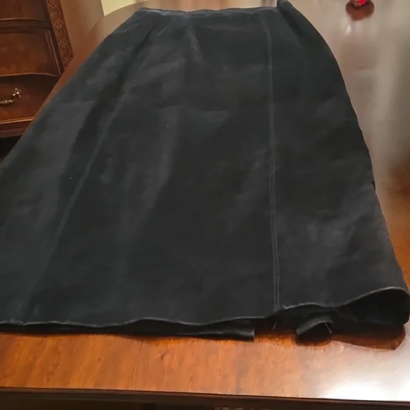 Etosha Black Seude Maxi Skirt Size Large Vintage 2000's - Picture 6 of 8
